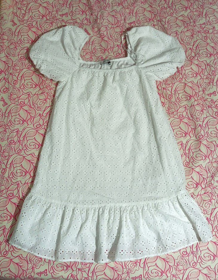 Kız Çocuk Beyaz Nakışlı Fırfırlı Elbise - Görsel 3