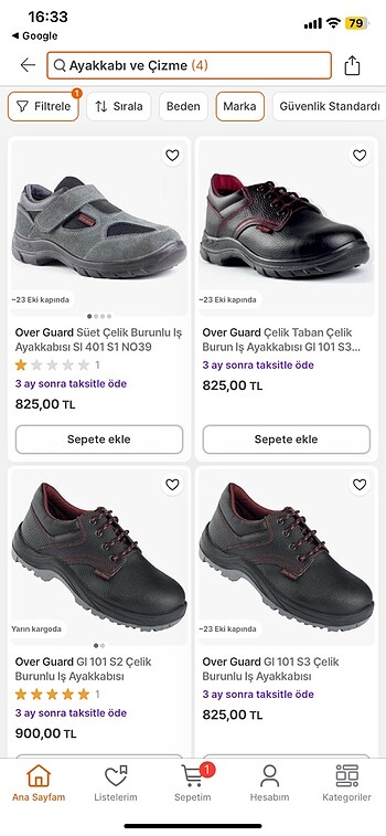 42 Beden İş ve güvenlik ayakkabısı