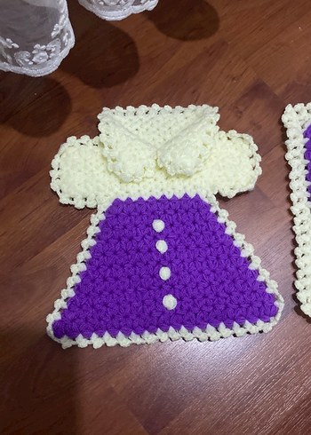 Mor ve krem renkli banyo lifi seti - Görsel 2