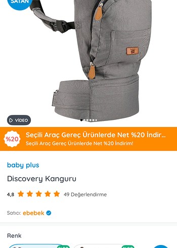 Gri Bebek Taşıyıcı Kanguru babyplus - Görsel 7