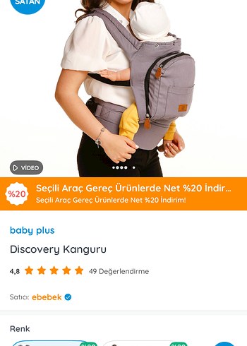 Gri Bebek Taşıyıcı Kanguru babyplus - Görsel 5