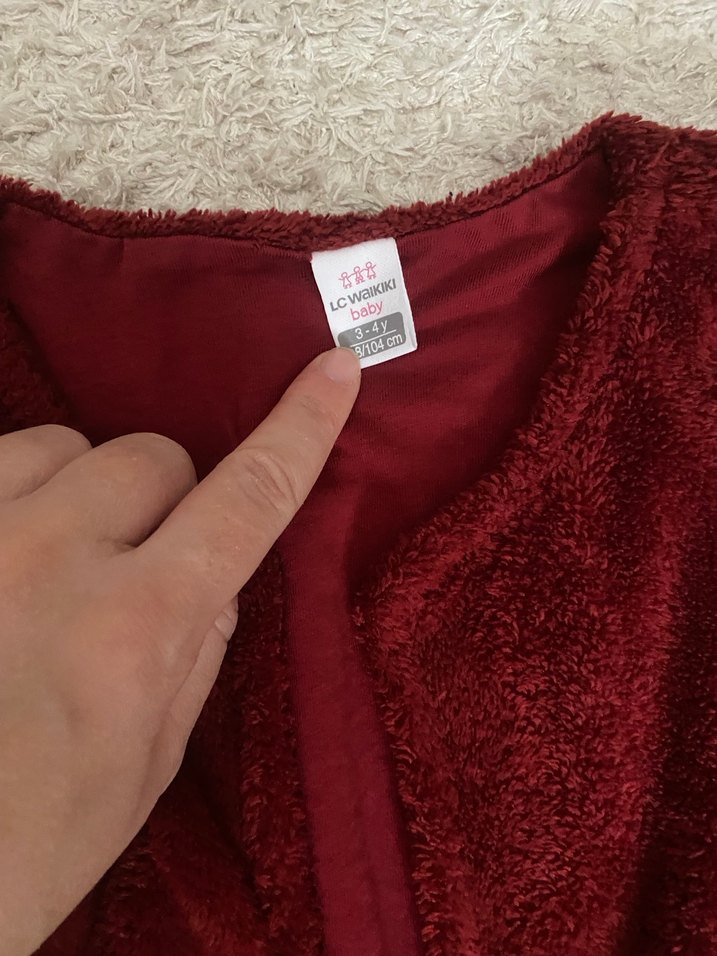 Bordo Kız Çocuk Peluş Yelekli takım - Görsel 2