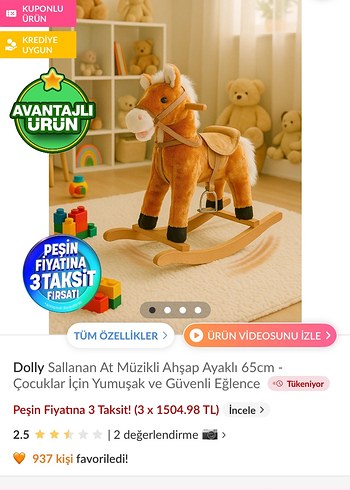 Pembe Peluş Sallanan At Oyuncak - Görsel 6