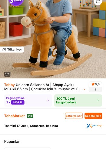 Pembe Peluş Sallanan At Oyuncak - Görsel 5