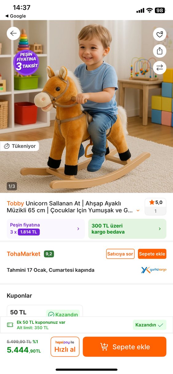 Pembe Peluş Sallanan At Oyuncak - Görsel 5