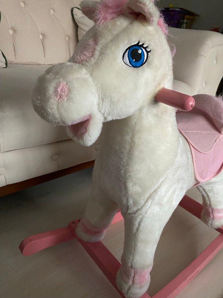 Pembe Peluş Sallanan At Oyuncak - Görsel 2