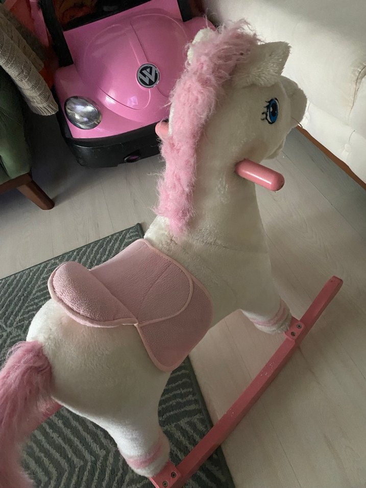 Pembe Peluş Sallanan At Oyuncak - Görsel 4