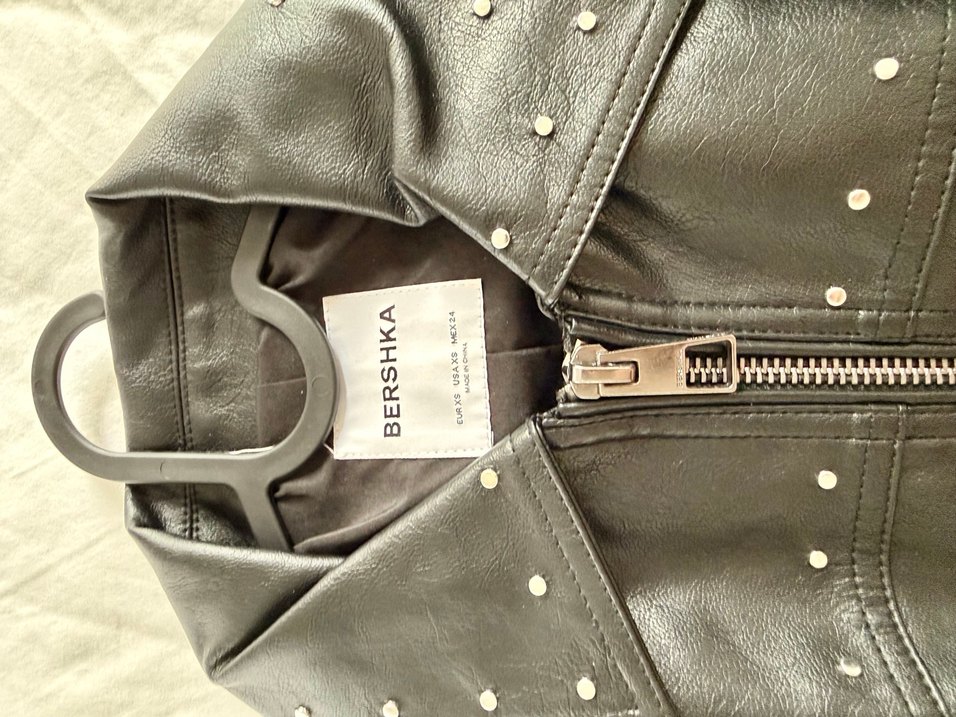 Kadın Siyah Deri Biker Ceket - Görsel 3