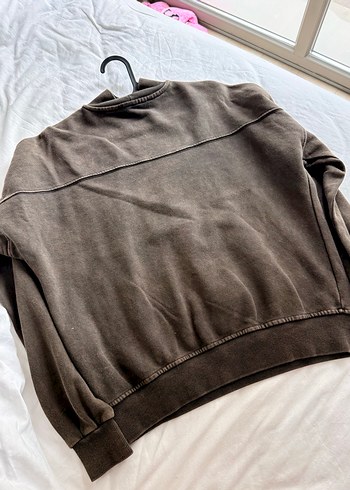 Kahverengi Keten Kadın Sweatshirt - Görsel 2