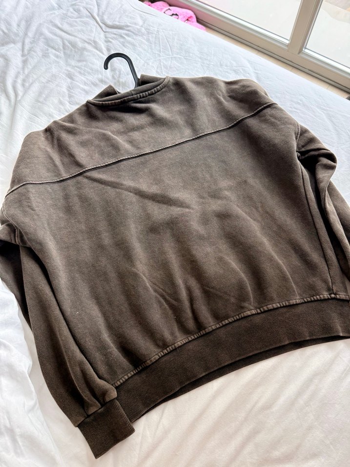 Kahverengi Keten Kadın Sweatshirt - Görsel 2