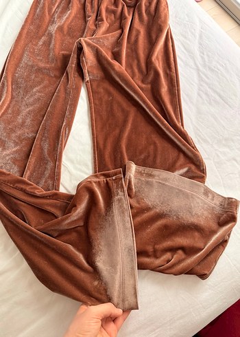 Kahverengi Kadın Kadife Kapüşonlu Eşofman Takımı - Görsel 6