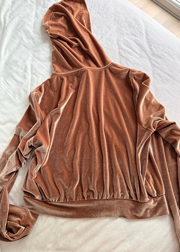 Kahverengi Kadın Kadife Kapüşonlu Eşofman Takımı - Görsel 3