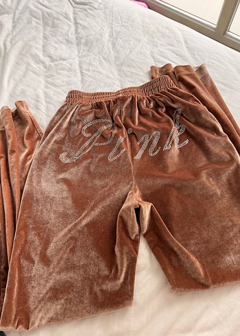 Kahverengi Kadın Kadife Kapüşonlu Eşofman Takımı - Görsel 4