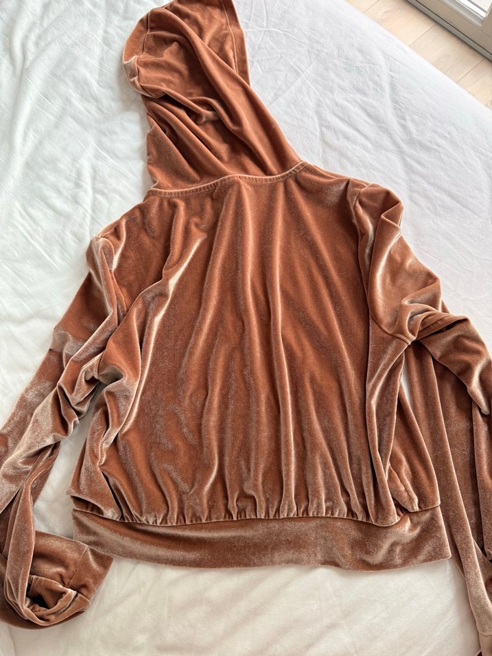 Kahverengi Kadın Kadife Kapüşonlu Eşofman Takımı - Görsel 3
