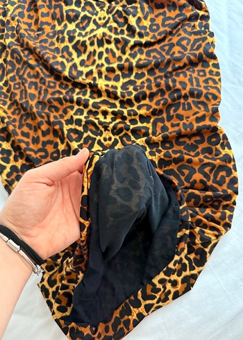 Leopar Desenli Rahat Midi Kadın Sabahlık - Görsel 3