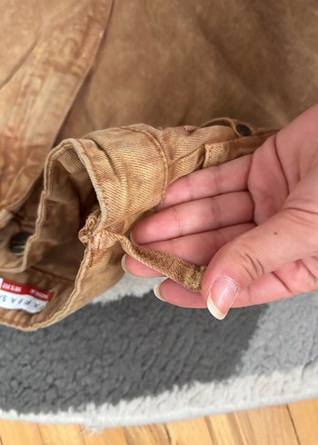 Hardal Bol Kesim Midi Kadın Kot Pantolon - Görsel 4