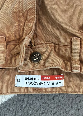 Hardal Bol Kesim Midi Kadın Kot Pantolon - Görsel 2