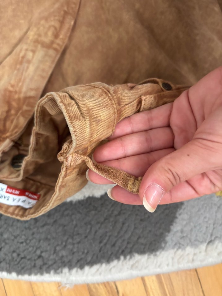 Hardal Bol Kesim Midi Kadın Kot Pantolon - Görsel 4