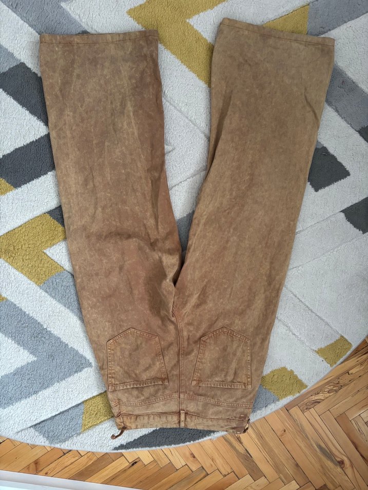 Hardal Bol Kesim Midi Kadın Kot Pantolon - Görsel 3