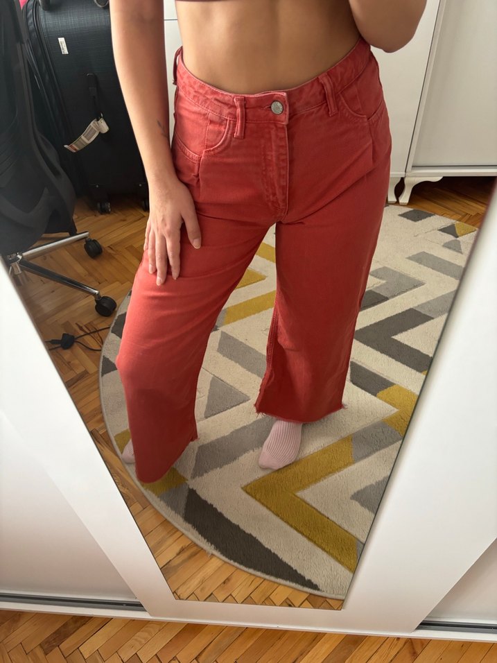 Kadın Kiremit Bol Kesim Kot Pantolon - Görsel 3