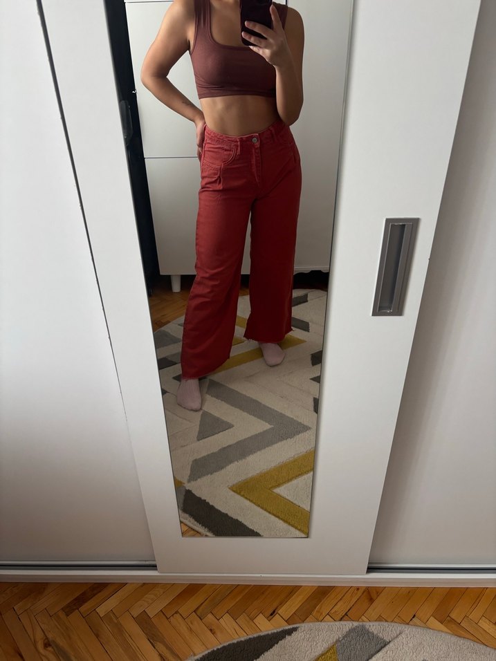 Kadın Kiremit Bol Kesim Kot Pantolon - Görsel 2