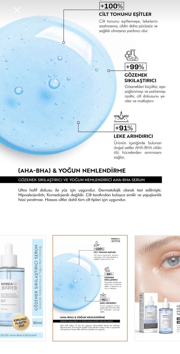 Koreaco Gözenek Sıkılaştırıcı ve Nemlendirici Serum 50ml - Görsel 2