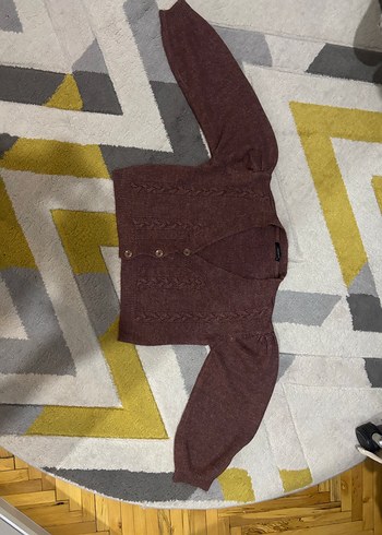 Bordo Örgü Salaş Crop Hırka - Görsel 2