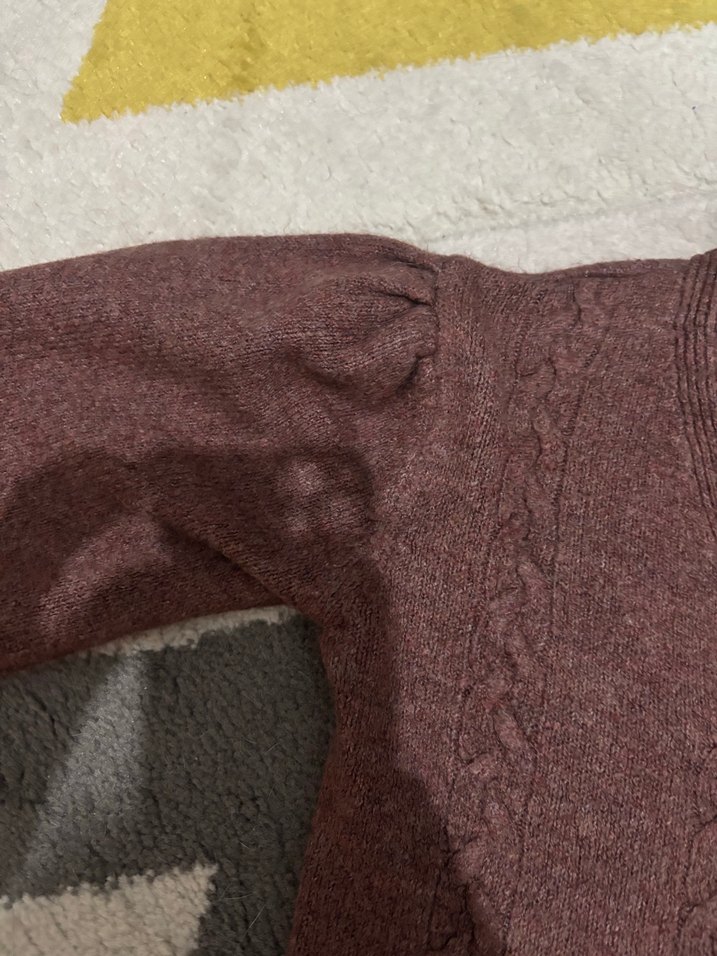 Bordo Örgü Salaş Crop Hırka - Görsel 3