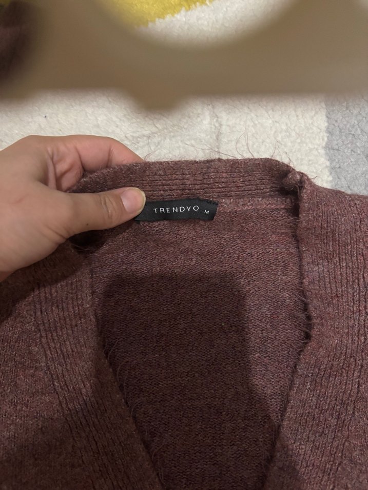 Bordo Örgü Salaş Crop Hırka - Görsel 4