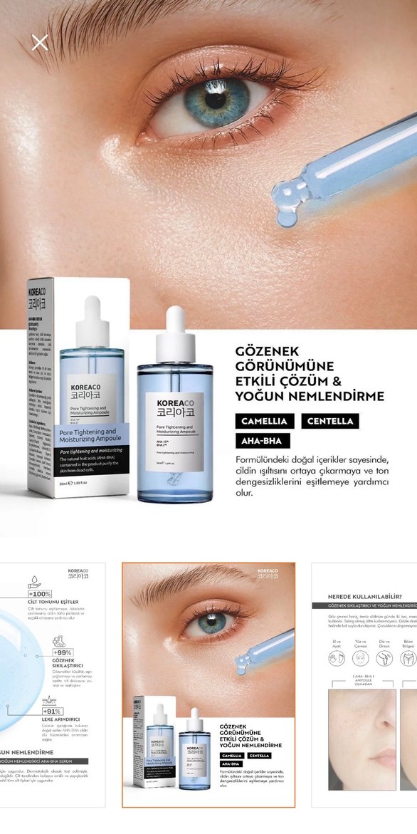 Koreaco Gözenek Sıkılaştırıcı ve Nemlendirici Serum 50ml - Görsel 2