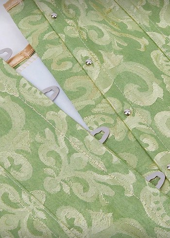 Yeşil Desenli Vintage Korse - Görsel 4