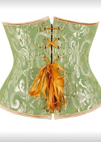 Yeşil Desenli Vintage Korse - Görsel 3