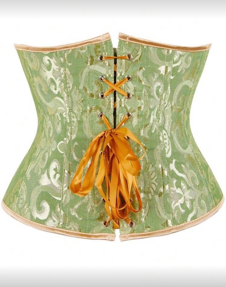 Yeşil Desenli Vintage Korse - Görsel 3