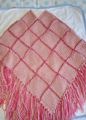 Pembe Ekoseli Bohem Kız Çocuk Panço - Görsel 6