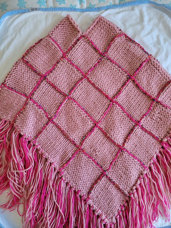 Pembe Ekoseli Bohem Kız Çocuk Panço - Görsel 3