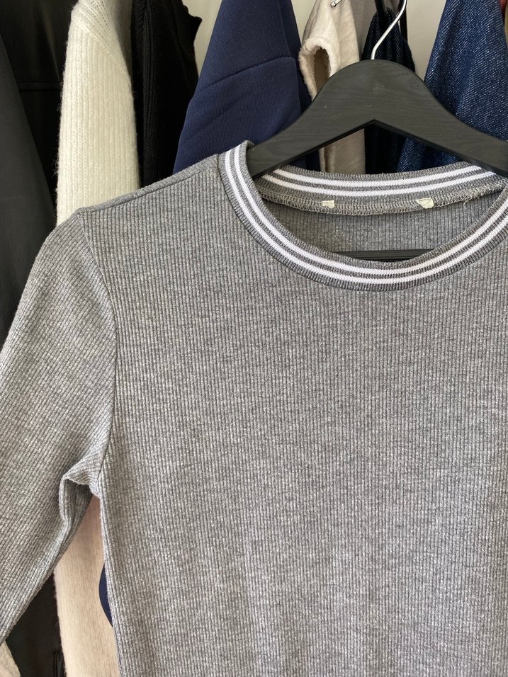 Koton Gri Uzun Kollu Crop Top - Görsel 3