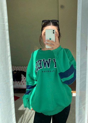 Addax Yeşil Baskılı Kadın Sweatshirt - Görsel 2