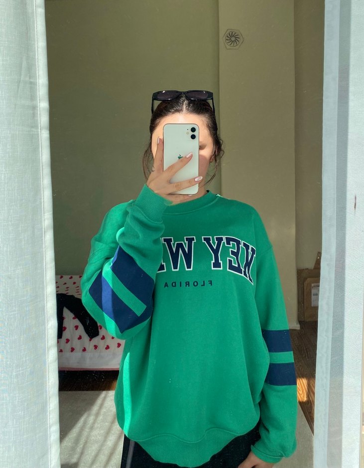 Addax Yeşil Baskılı Kadın Sweatshirt - Görsel 3