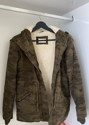 Kadın Kamuflaj Desenli Kapüşonlu mont - Görsel 6