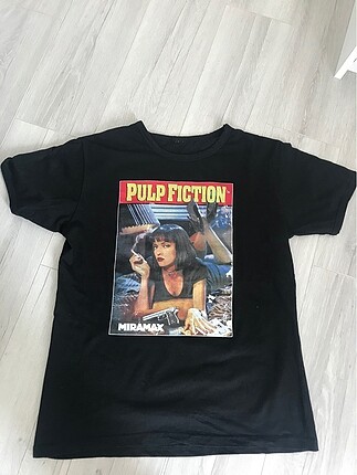 Pull and Bear Pulp fiction tshirt siyah baskılı