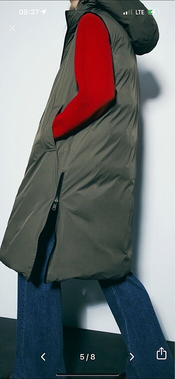 Zara çift taraflı  SU VE RÜZGAR KORUMALI BOMBER YELEK - Görsel 8