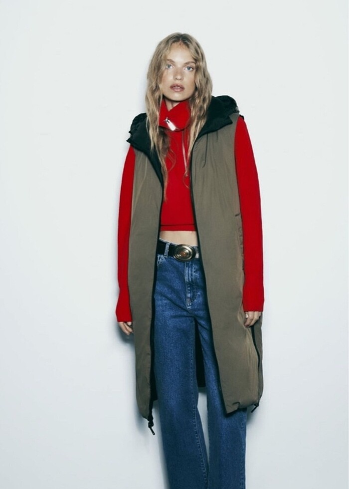 Zara çift taraflı  SU VE RÜZGAR KORUMALI BOMBER YELEK - Görsel 4