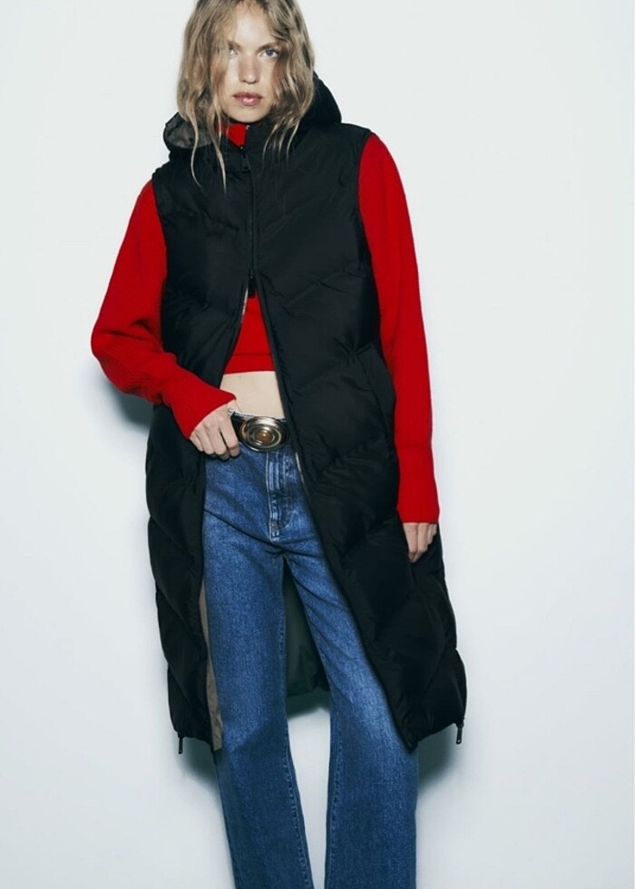 Zara çift taraflı  SU VE RÜZGAR KORUMALI BOMBER YELEK - Görsel 3