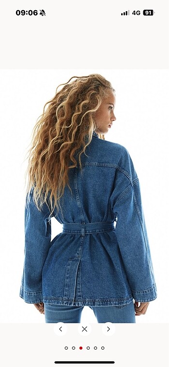 xs Beden mavi Renk H&M Kuşaklı kot ceket