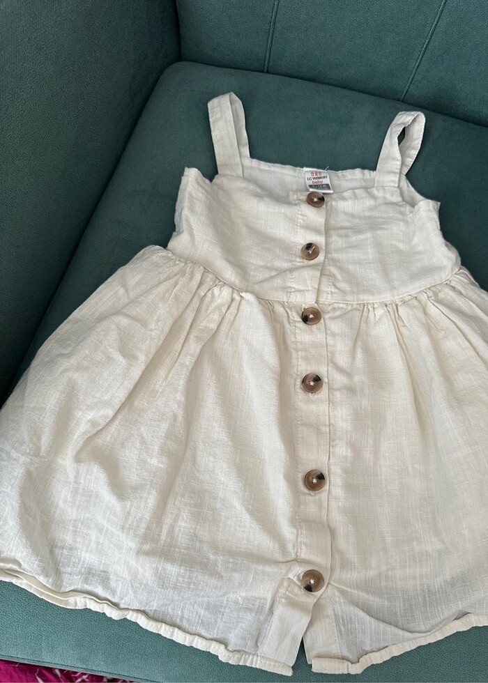 LCW kare yaka askılı basic kız elbise - Görsel 4