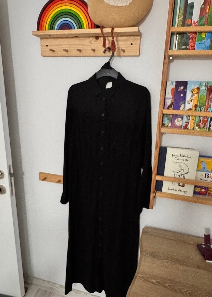 H&M pamuk elbise siyah - Görsel 5