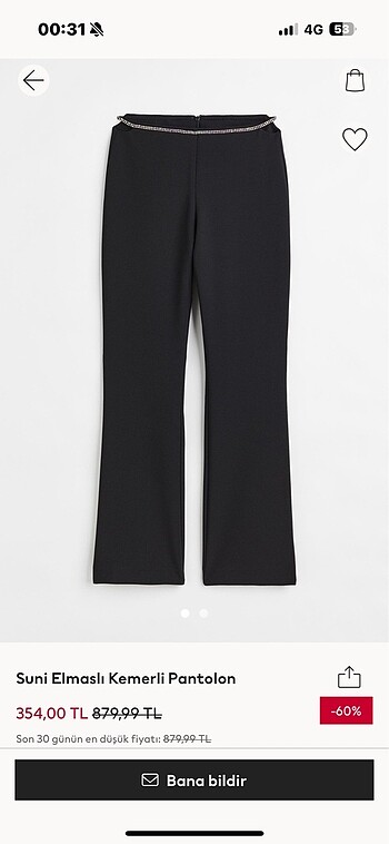 H&M Suni elmaslı kemerli pantolon - Görsel 4