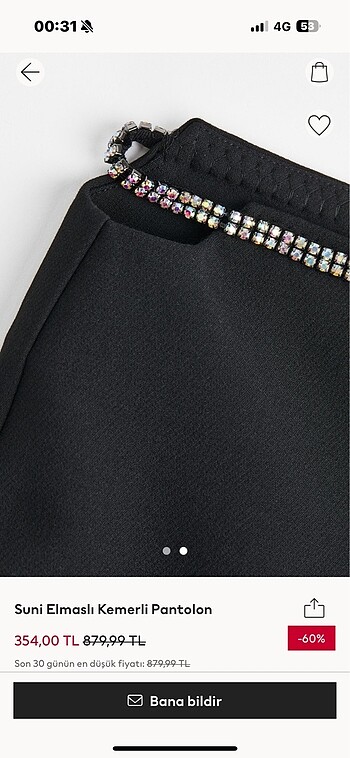 H&M Suni elmaslı kemerli pantolon - Görsel 3