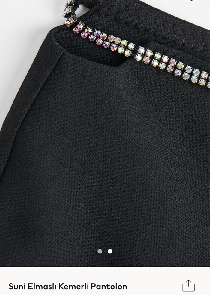 H&M Suni elmaslı kemerli pantolon - Görsel 3