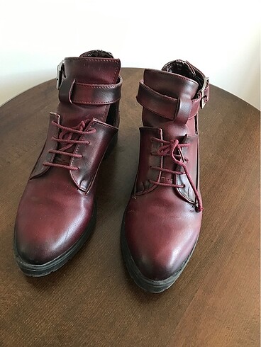 Bordo şık kısa çizme